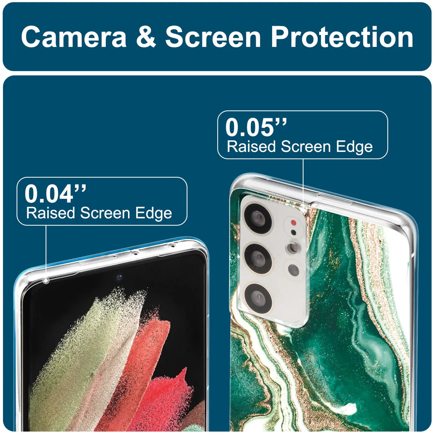 Samsung Galaxy S21 Ultra Hülle, Marmor-Design, Grün/Gold, Rückansicht