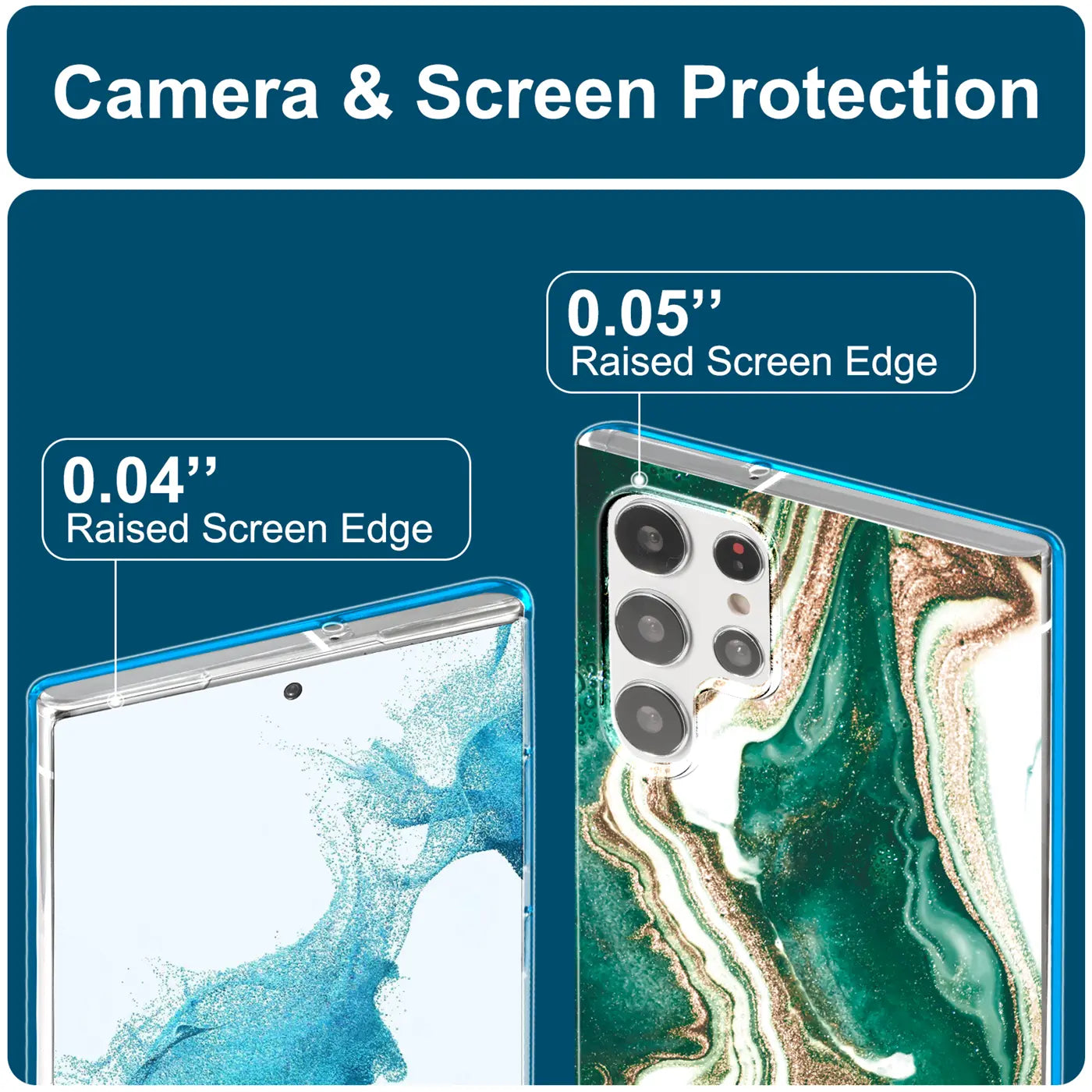 Samsung S22 Ultra Hülle, Marmor/Sand-Design, Nahaufnahme, Rückseite & Vorderseite