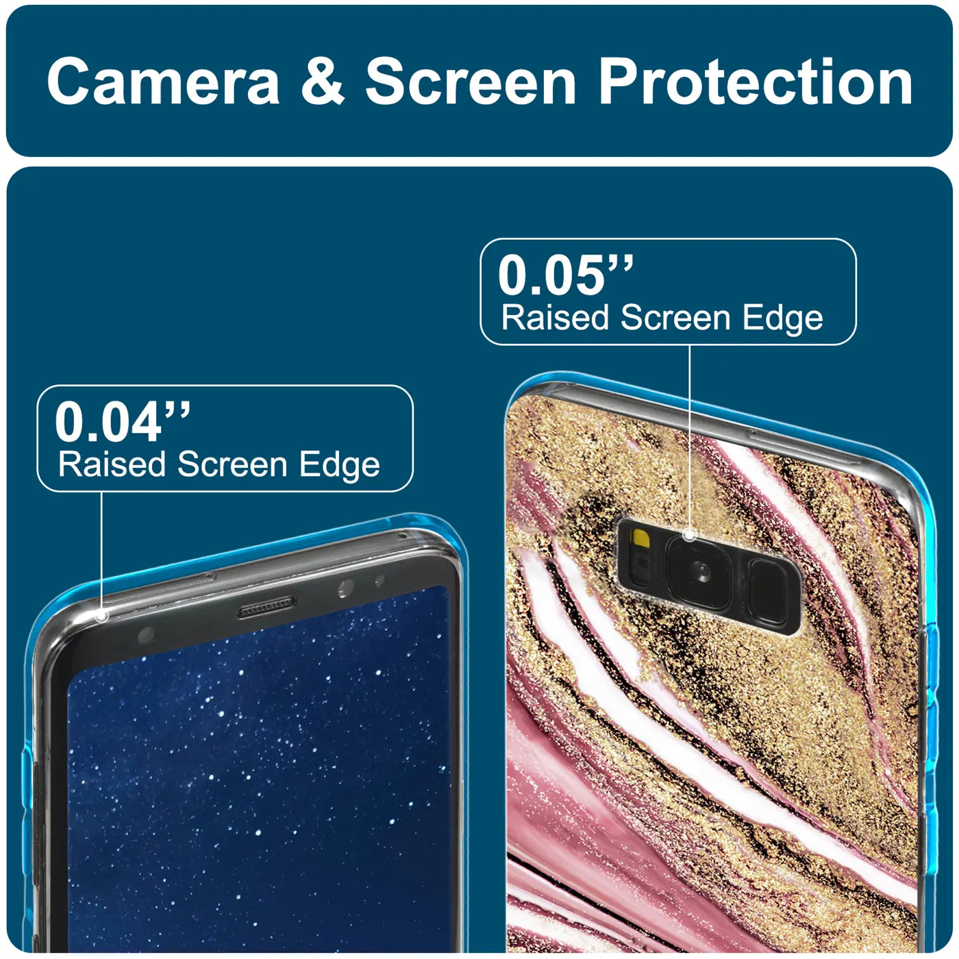 Samsung Galaxy S8 Hülle, Marmor-Sand-Design, Nahaufnahme, Rückseite und Vorderseite