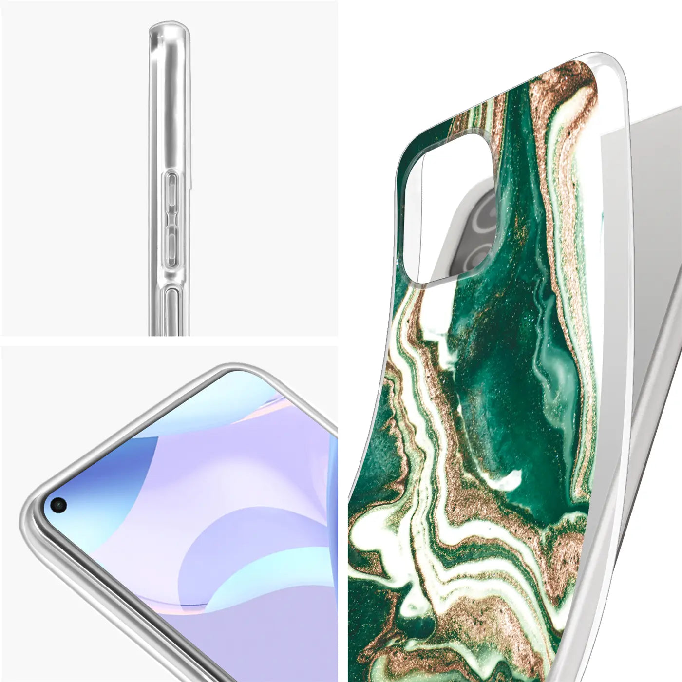 Grüne Marmor-Hülle mit Sand-Design, Rückansicht, Xiaomi Mi 11 Lite 5G.