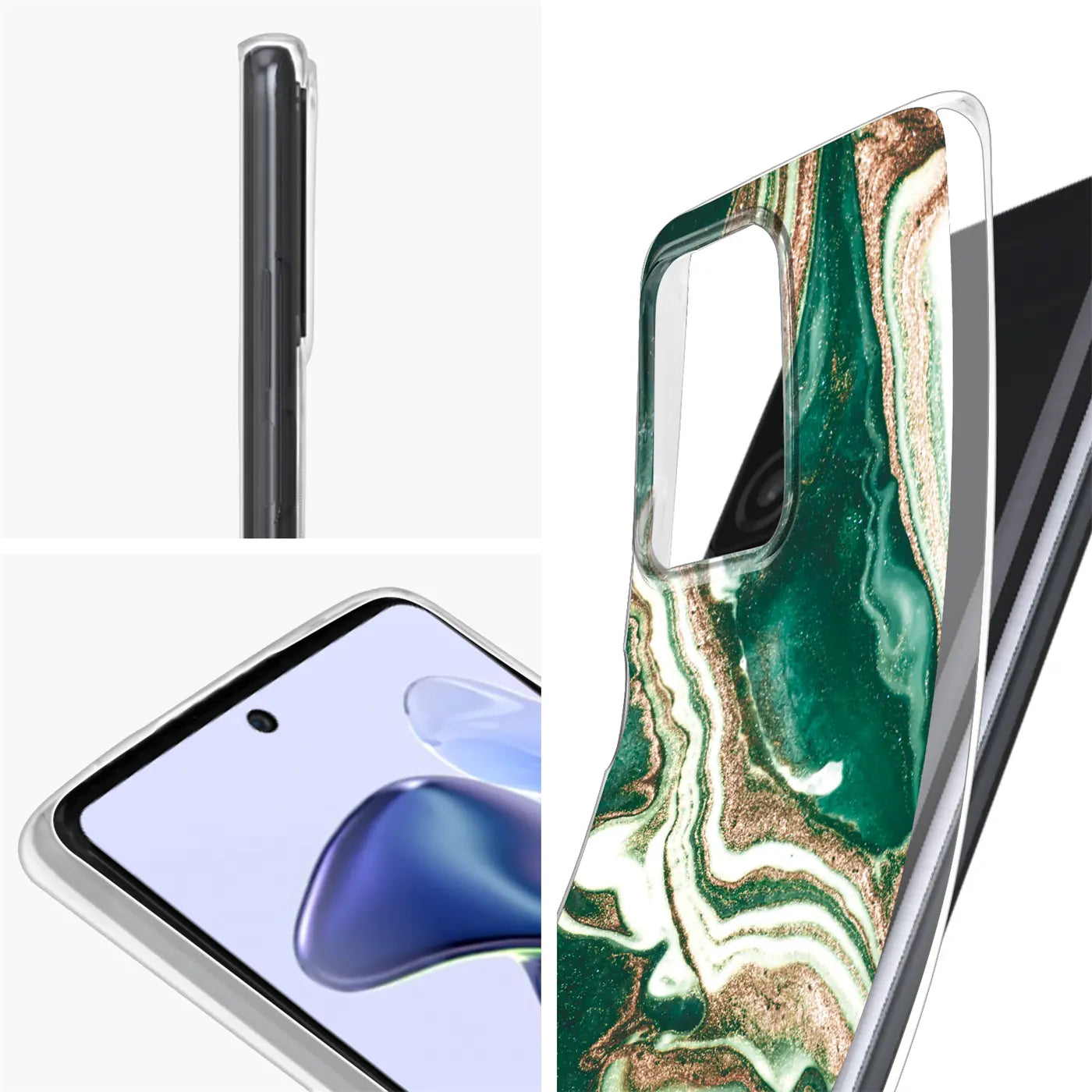 Grüne Marmor-Handyhülle, transparent, für Xiaomi Mi 11T Pro, Nahaufnahme