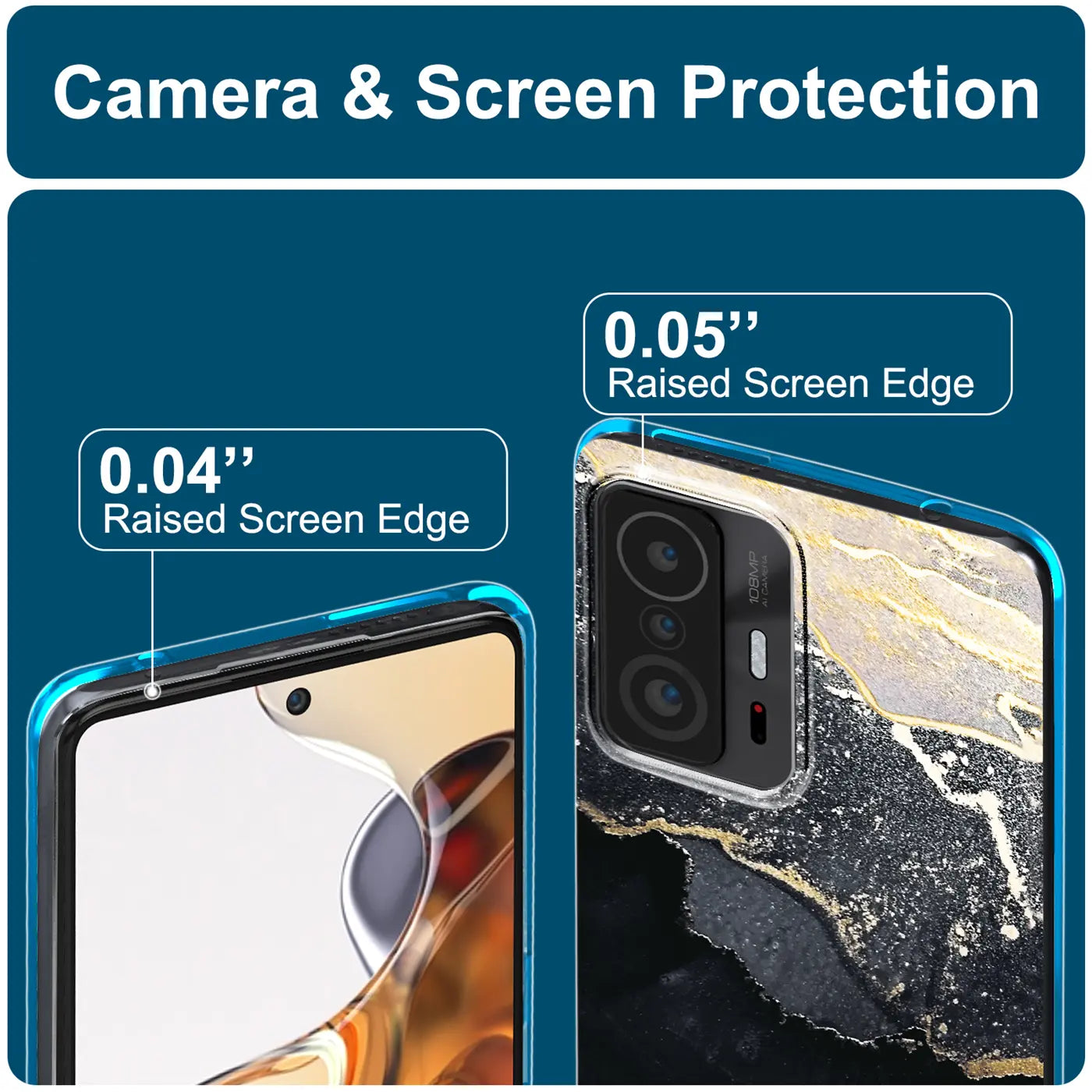 Xiaomi Mi 11T Pro Hülle, Marmor/Sand-Design, Schwarz/Gold, Nahaufnahme