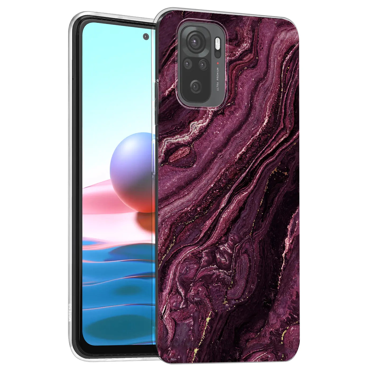 Lila Marmor-Design Hülle auf Xiaomi 12 Pro, von vorne, aus Kunststoff