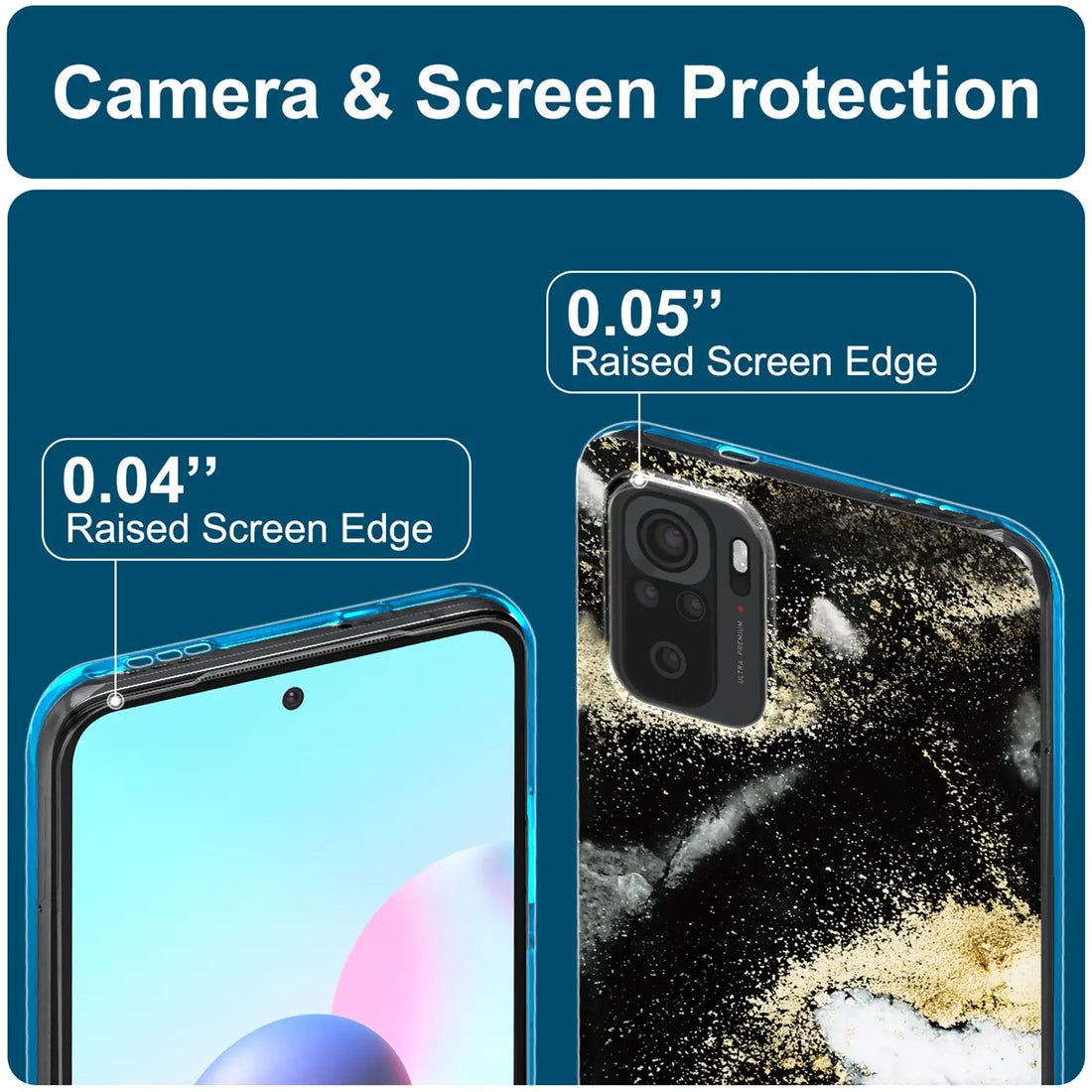 Erhöhte Kanten für Display und Kamera