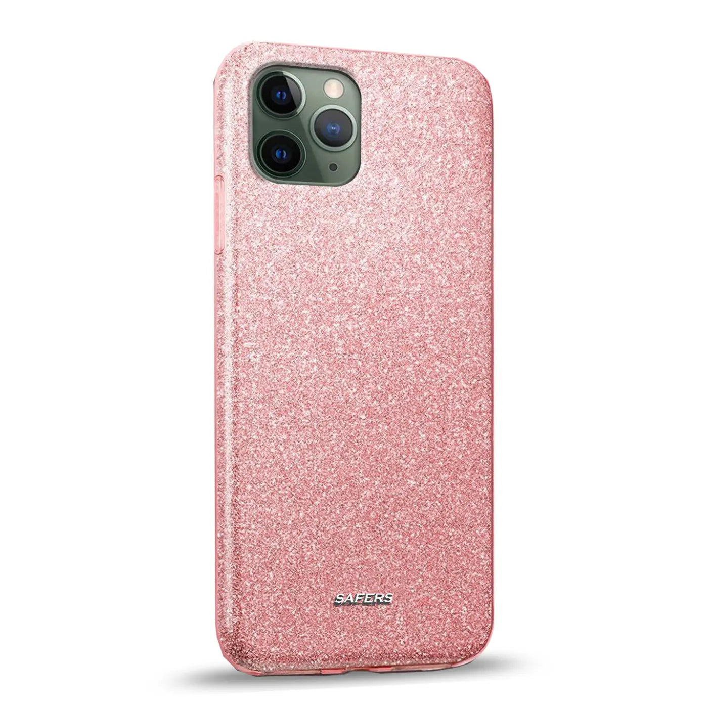 Rosa Glitzer TPU Hülle für iPhone 11 Pro Max, Rückansicht, leicht schräg