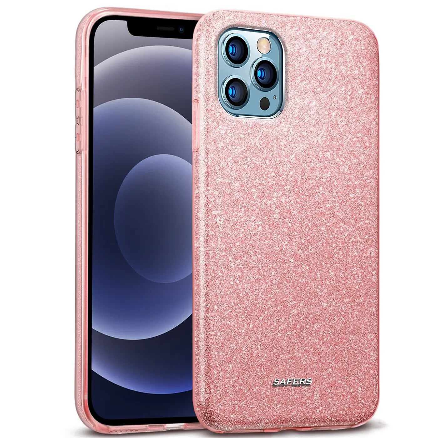 Rosa Glitzer TPU Hülle auf iPhone 12 Pro Max, Seitenansicht