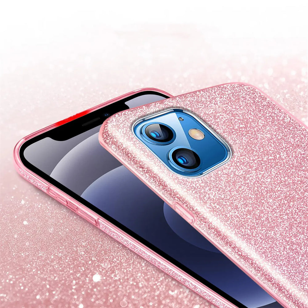 Glitzer Handyhülle aus TPU für iPhone 12 / 12 Pro in Rosegold