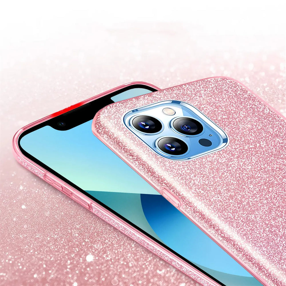 Glitzer Handyhülle aus TPU für iPhone 13 Pro Max in Rosegold