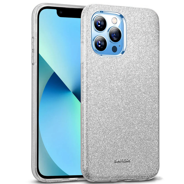 Glitzer Handyhülle aus TPU für iPhone 13 Pro Max in Silber