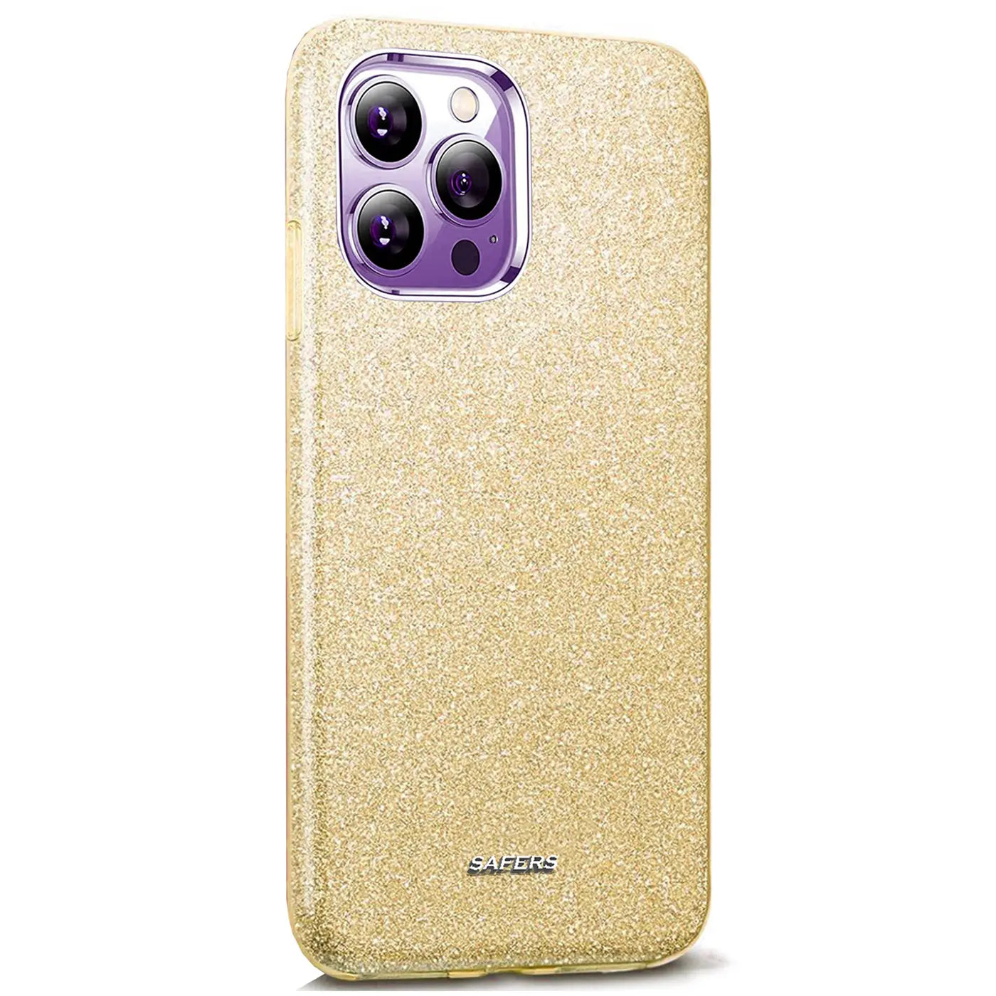 Goldene Glitzer-TPU-Hülle für iPhone 14 Pro, Rückansicht