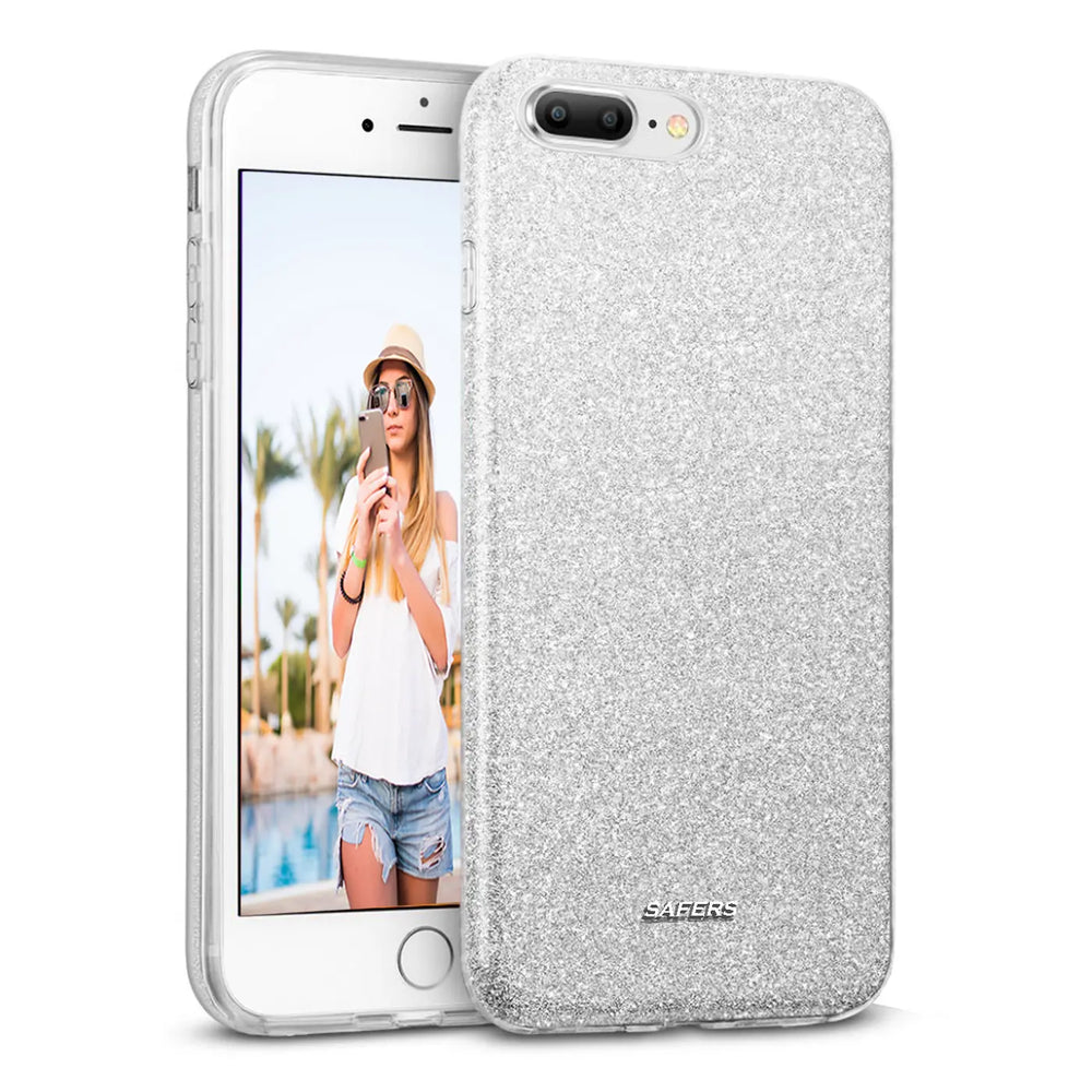 Glitzer Handyhülle aus TPU für iPhone 7 Plus / 8 Plus in Silber