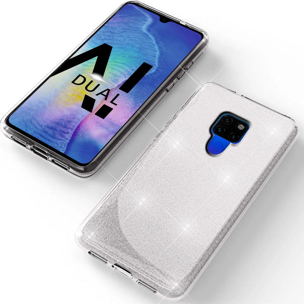 Glitzer Handyhülle aus TPU für Huawei Mate 20 in Silber