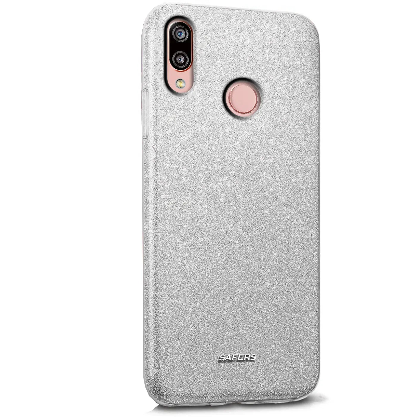 Silberne Glitzer-TPU-Hülle für Huawei P20 Lite, Rückansicht, leicht schräg