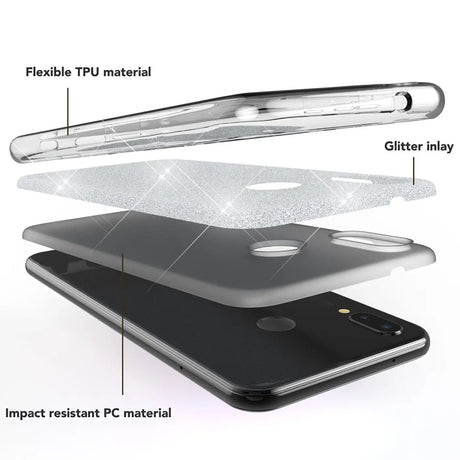 Glitzer Handyhülle aus TPU für Huawei P20 Lite in Silber