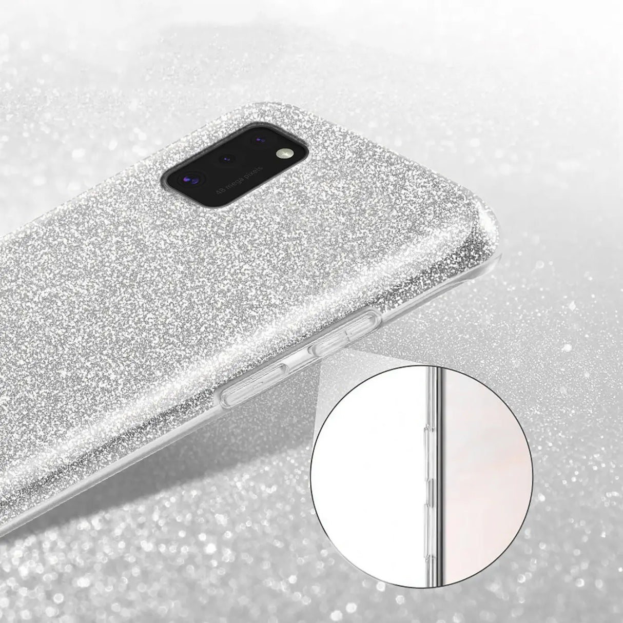 Glitzer Handyhülle aus TPU für Samsung Galaxy A02s in Silber