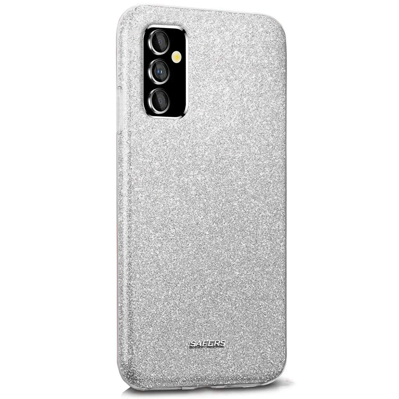 Silberne Glitzer-TPU-Hülle für Samsung A13 5G / A04s, Rückansicht, leicht schräg