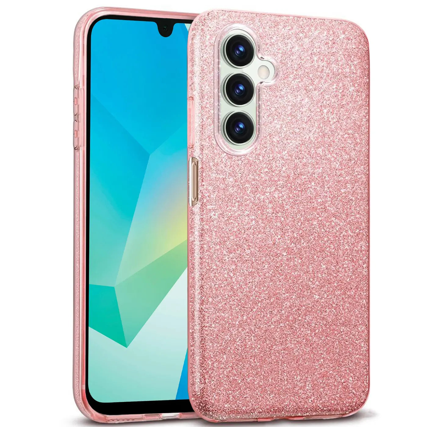Rosa Glitzer TPU Hülle für Samsung Galaxy A16 5G, von vorne schräg