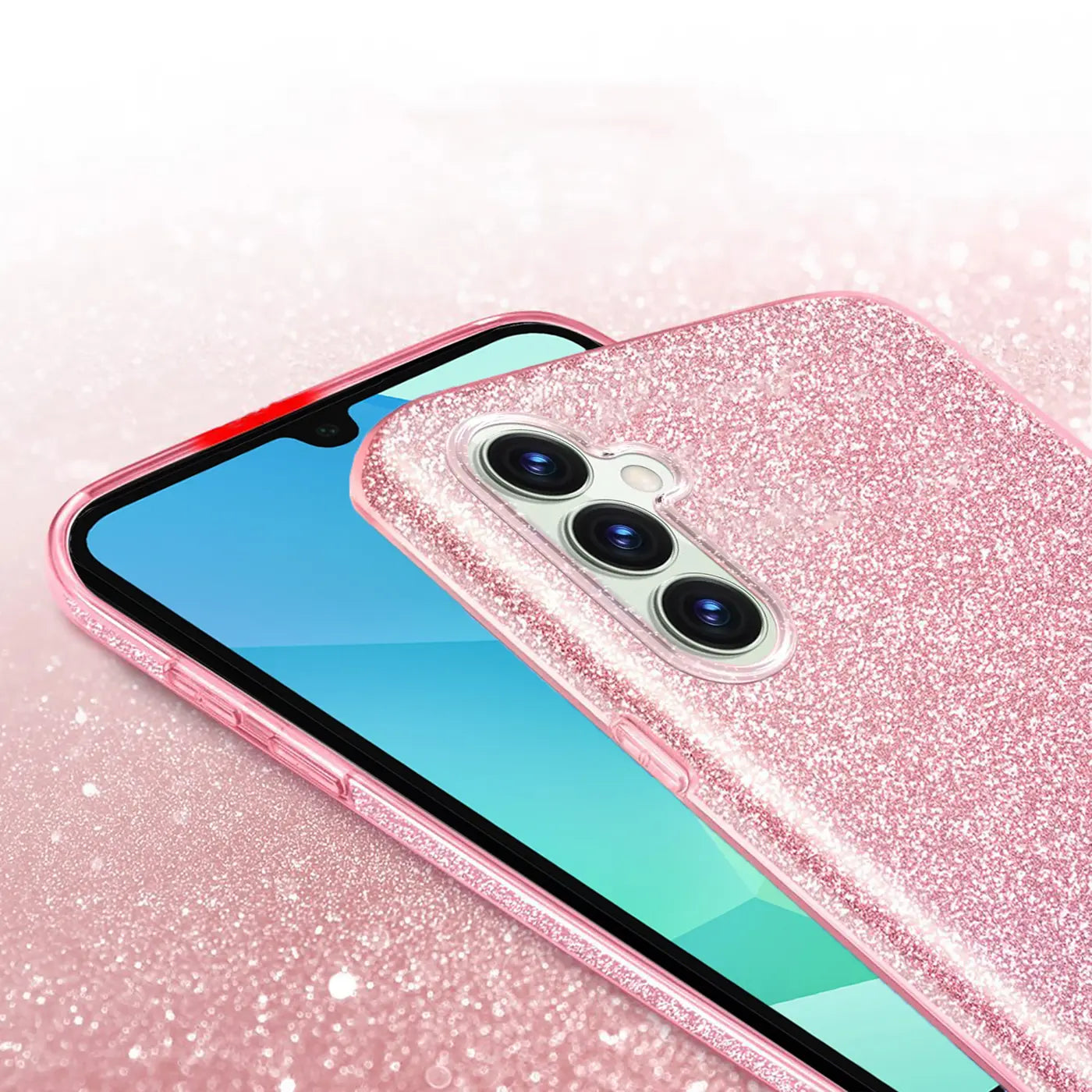Rosa Glitzer TPU Hülle auf Samsung Galaxy A16 5G, Nahaufnahme