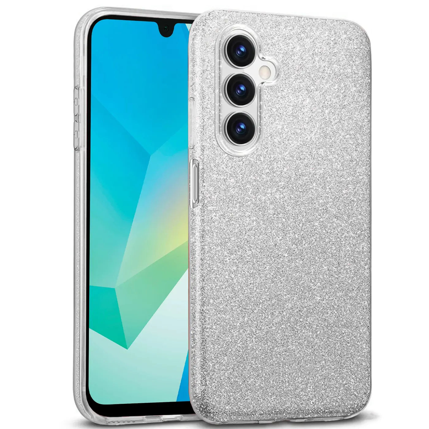 Silberne Glitzer-TPU-Hülle für Samsung Galaxy A16 5G, von schräg vorne