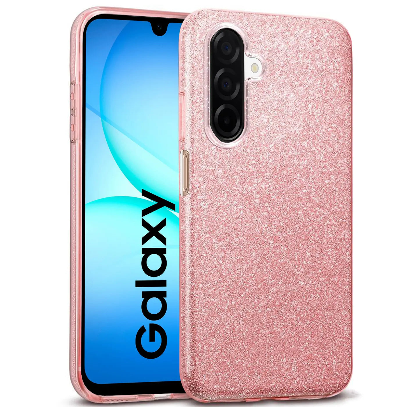 Rosa Glitzer TPU Hülle mit Samsung Galaxy A17 5G, Seitenansicht