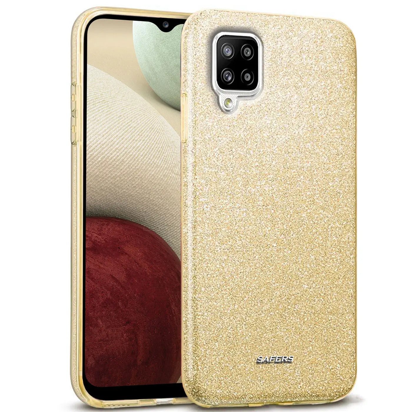 Goldene Glitzer TPU Hülle für Samsung A22 4G/M32/M22, Rückansicht, Nahaufnahme