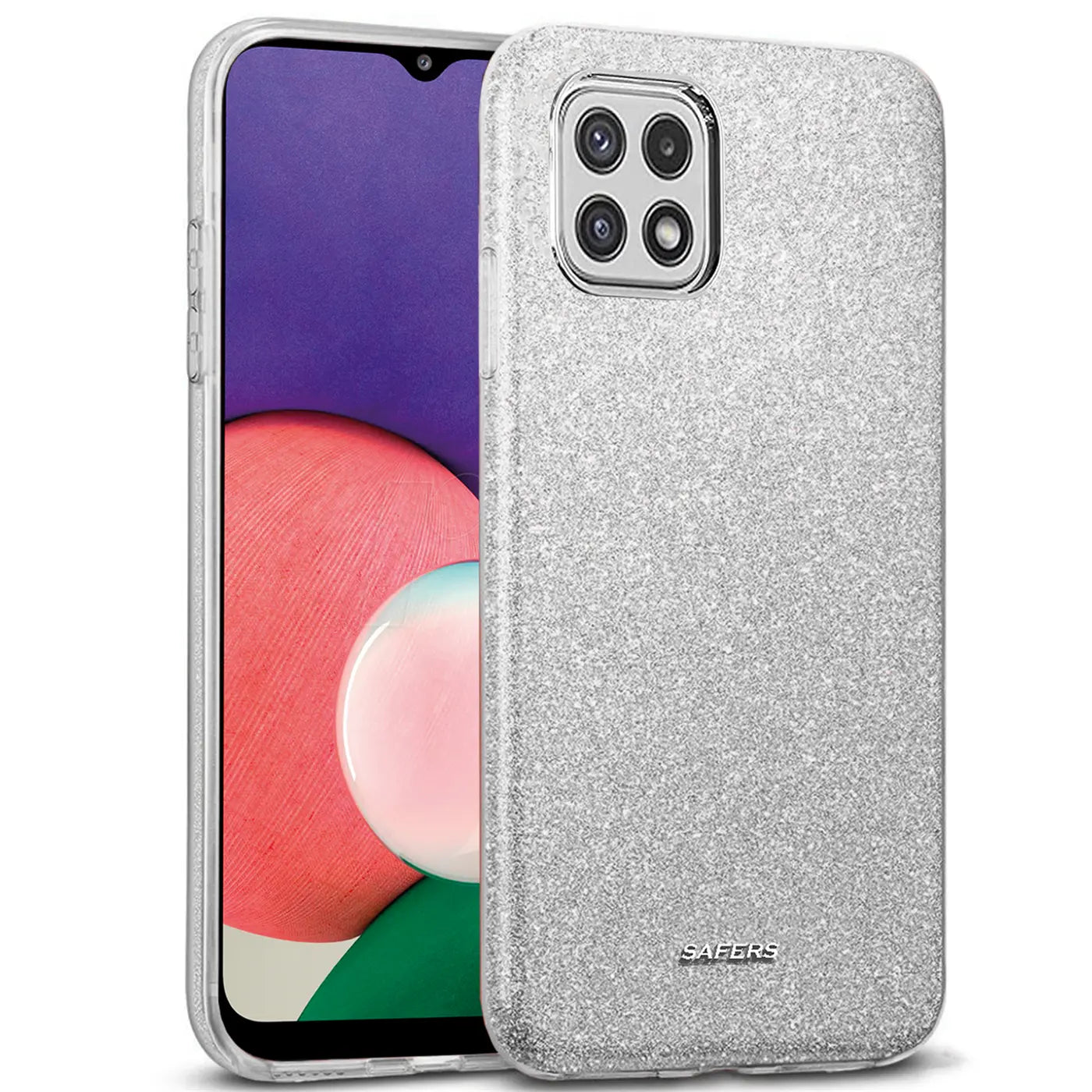 Silberne Glitzer-TPU-Hülle auf Samsung Galaxy A22 5G, Seitenansicht