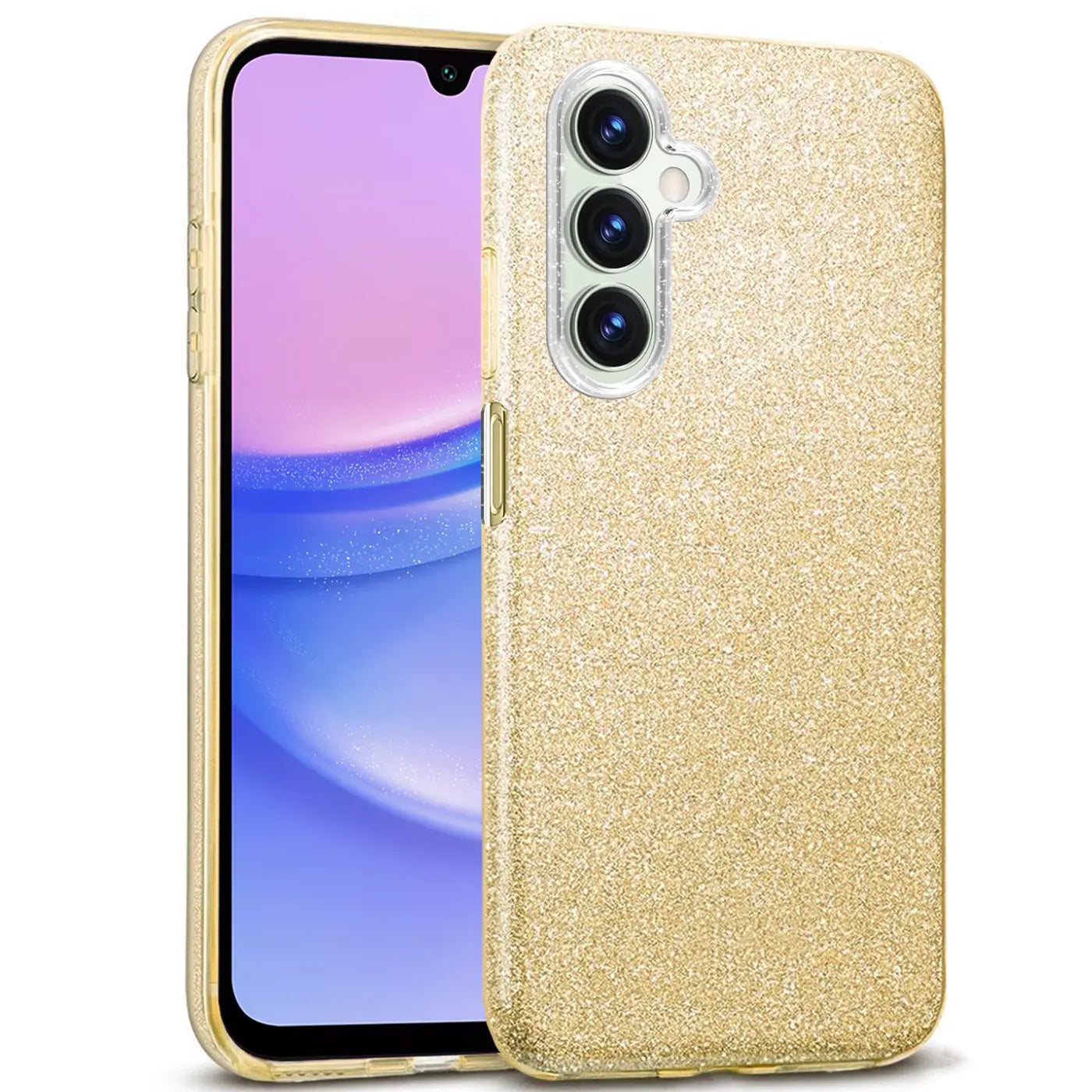 Goldene Glitzer TPU Hülle auf Samsung Galaxy A25 5G, Seitenansicht