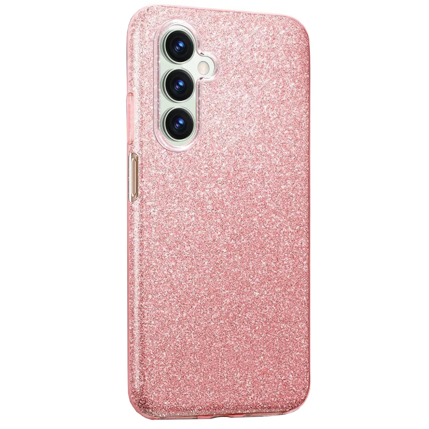 Rosa Glitzer TPU Hülle für Samsung Galaxy A25 5G, von schräg oben gesehen.