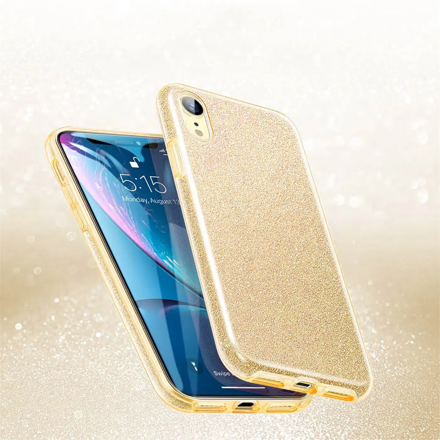 Goldene Glitzer TPU Hülle für Samsung Galaxy A34 5G, von schräg vorne