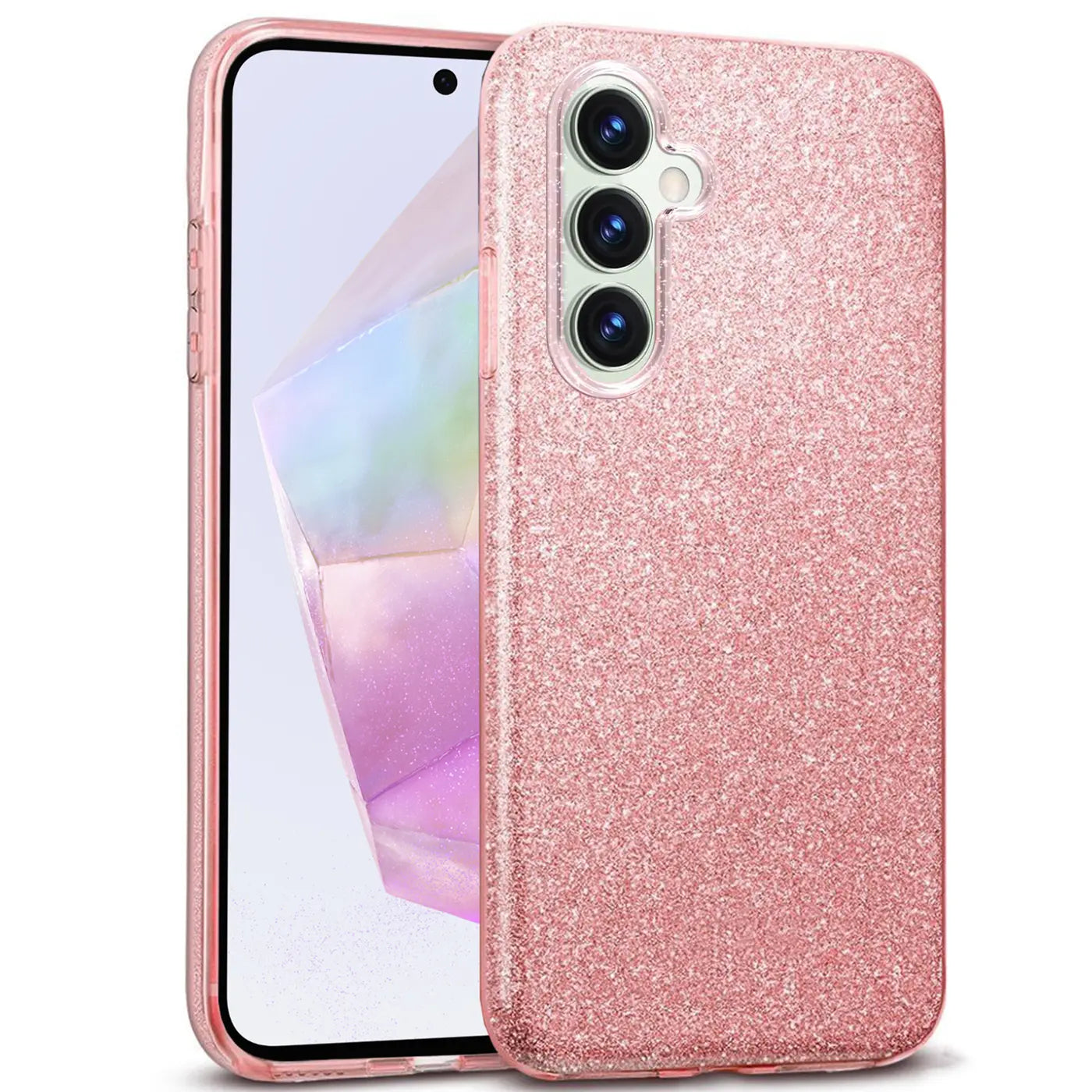 Rosa Glitzer TPU Hülle auf Samsung Galaxy A35 5G, Vorderansicht