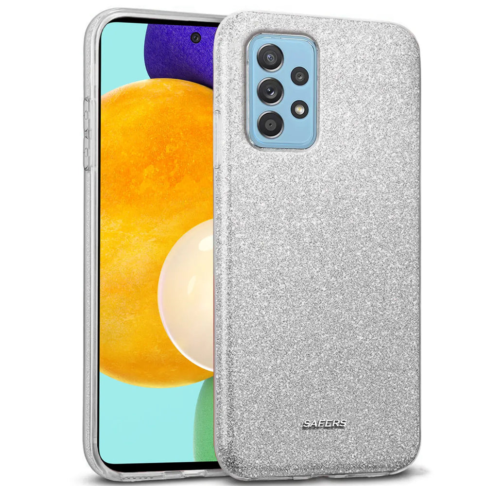 Silberne Glitzer-TPU-Hülle auf Samsung Galaxy A52, Vorderansicht