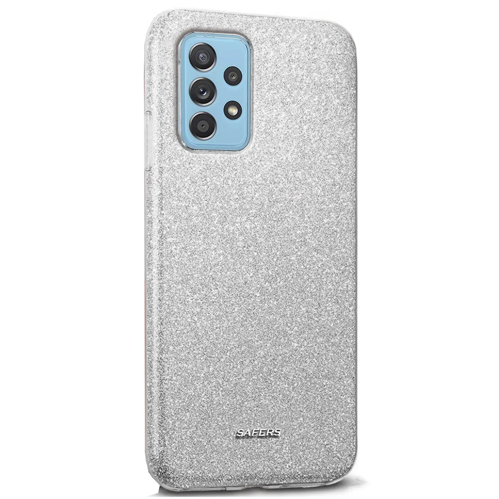 Silberne Glitzer-TPU-Hülle für Samsung Galaxy A52/A52 5G/A52S 5G, Rückansicht.