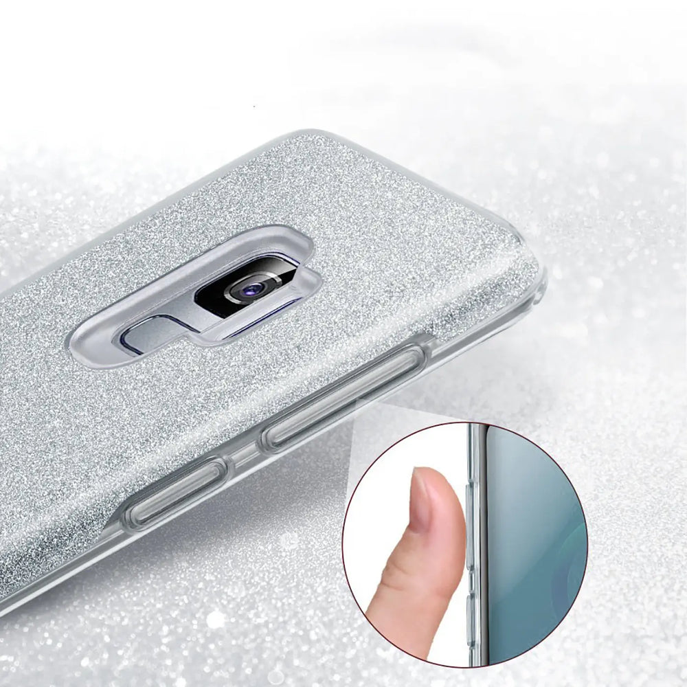 Silberne Glitzer TPU Hülle für Samsung Galaxy A70/A70s, Seitenansicht
