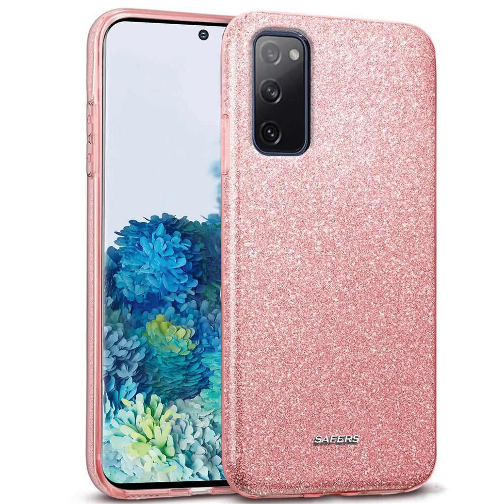 Rosa Glitzer TPU Hülle auf Samsung Galaxy S20 FE, Vorderansicht