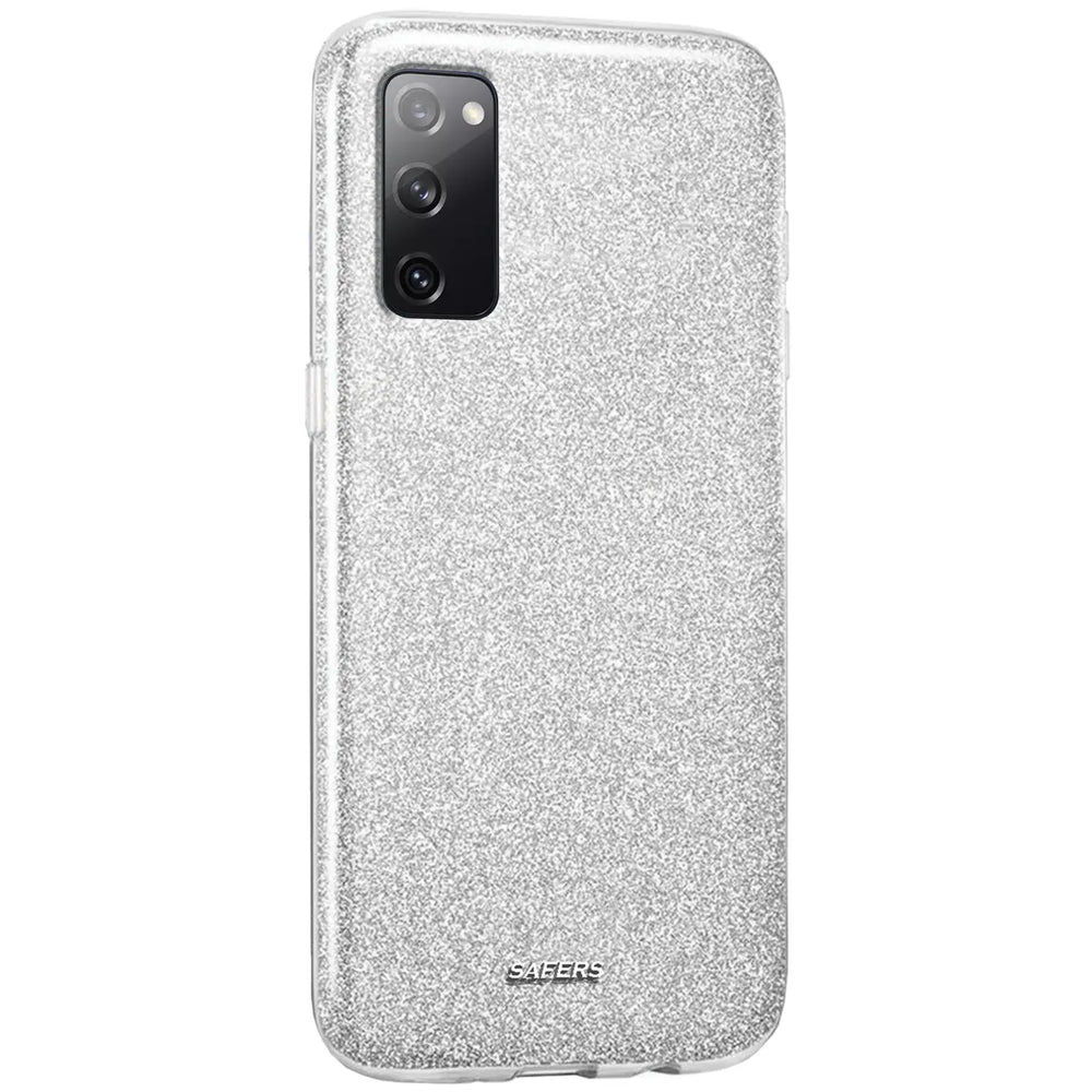 Silberne Glitzer TPU Hülle auf Samsung Galaxy S20 FE, Rückansicht