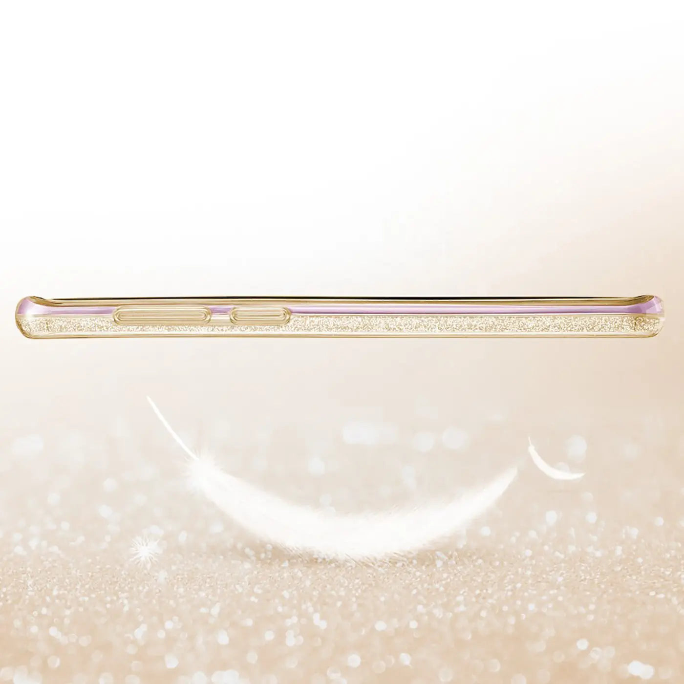Samsung Galaxy S20 Ultra Hülle, transparentes TPU mit Glitzer, Seitenansicht.