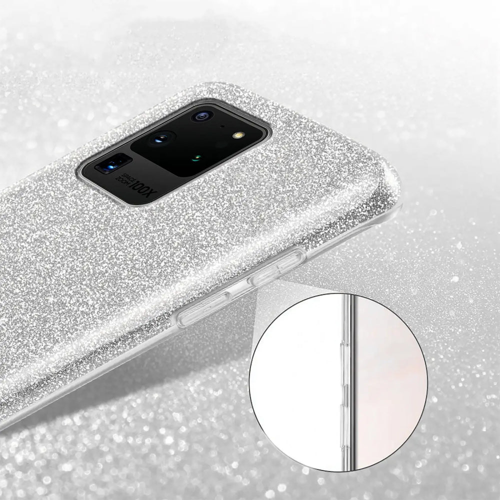 Glitzer Handyhülle aus TPU für Samsung Galaxy S20 Ultra in Silber