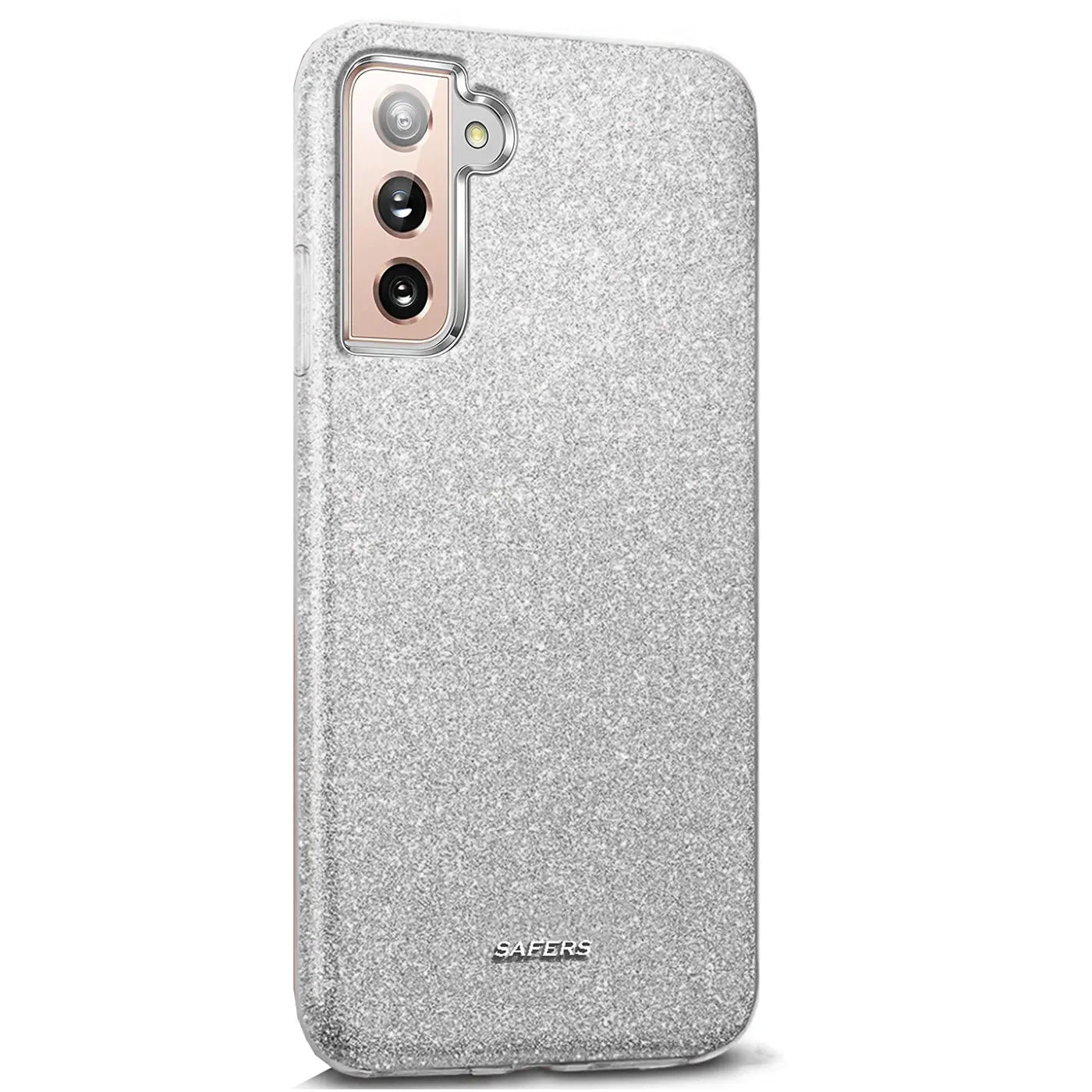 Silberne Glitzer TPU Hülle für Samsung Galaxy S22 Plus, Rückansicht.