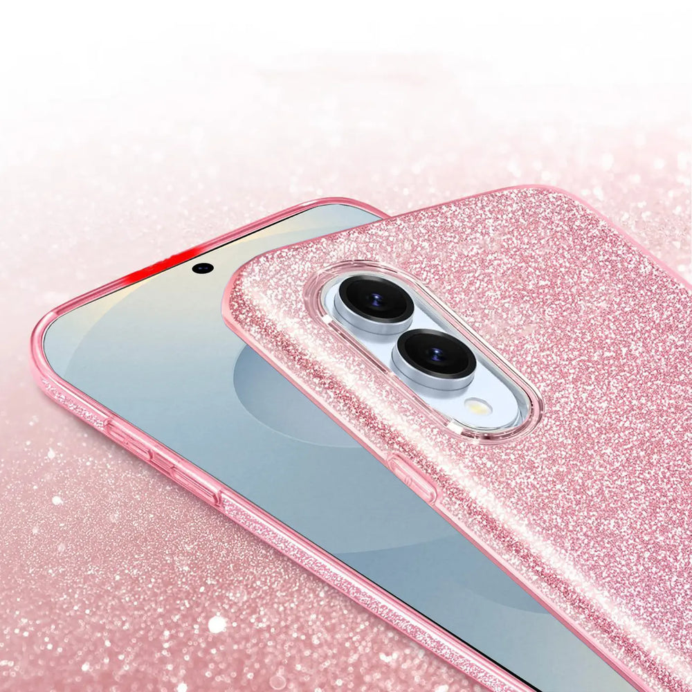 Rosa Glitzer TPU Hülle für Samsung Galaxy S25 Edge, Nahaufnahme