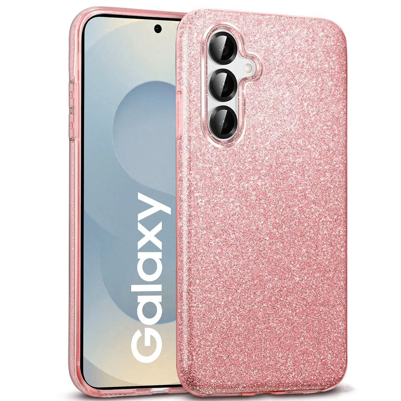 Rosa Glitzer TPU Hülle auf Samsung Galaxy S25 Plus, Seitenansicht