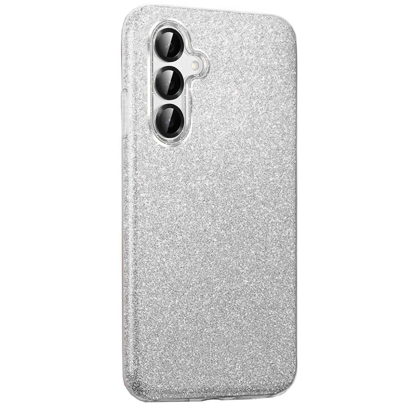 Silberne Glitzer-TPU-Hülle für Samsung Galaxy S25, Rückansicht, leicht schräg