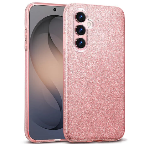 Rosa Glitzer TPU Hülle auf Samsung Galaxy S26 Plus, von vorne/leicht schräg.