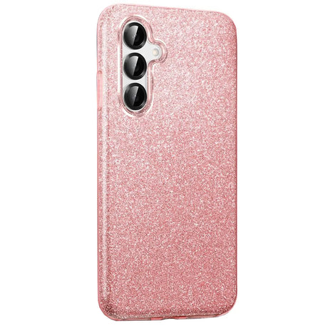 Rosa Glitzer TPU Hülle für Samsung Galaxy S26 Plus, Rückansicht, von schräg oben.