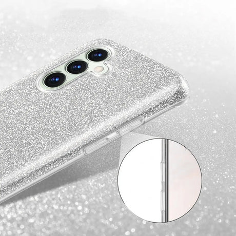 Silberne Glitzer-TPU-Hülle für Samsung Galaxy S26 Plus, Nahaufnahme von hinten.