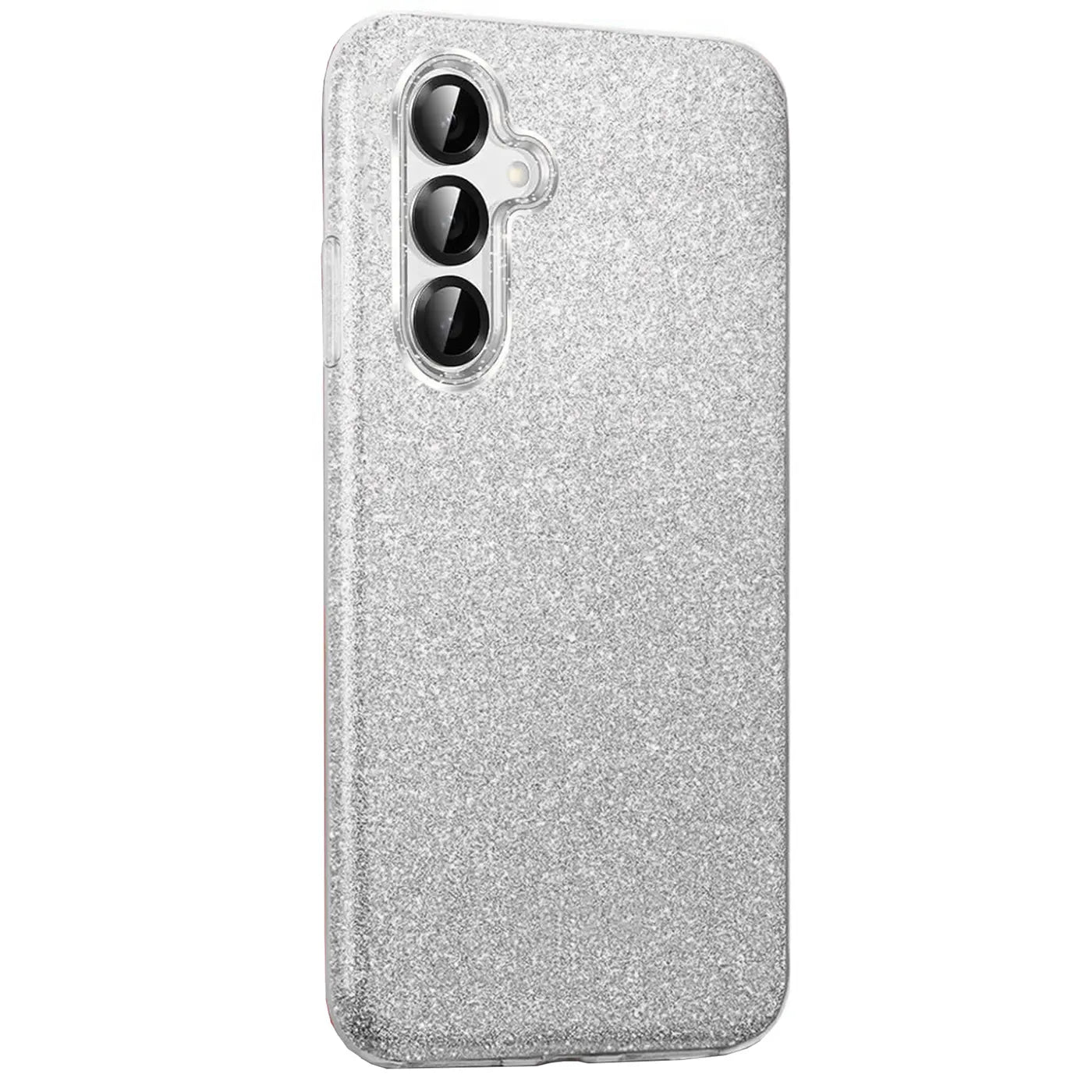 Silberne Glitzer-TPU-Hülle für Samsung Galaxy S26, Rückansicht, leicht schräg.