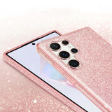 Rosa Glitzer TPU Hülle auf Samsung S26 Ultra, Nahaufnahme, von oben