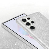 Silberne Glitzer-TPU-Hülle auf Samsung Galaxy S26 Ultra, von schräg oben.