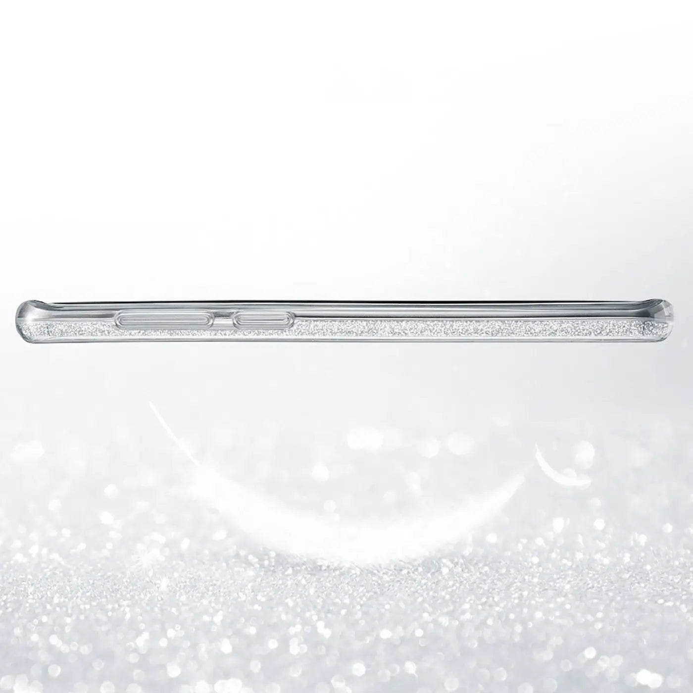 Samsung Galaxy S9 Plus Hülle, transparentes TPU mit Glitzer, Seitenansicht