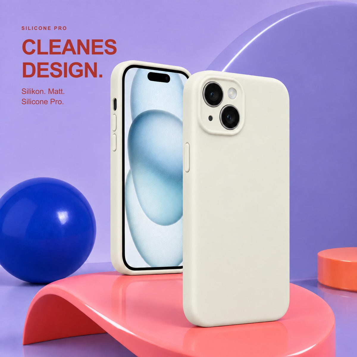 iPhone 15 - Silikon Hülle Soft-Touch Antikweiß