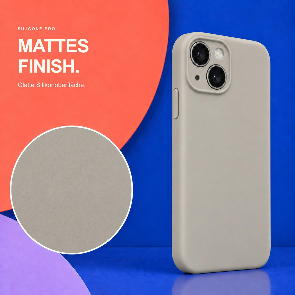 iPhone 15 - Silikon Hülle Soft-Touch Steingrau